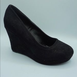 Black Microsuede Wedges